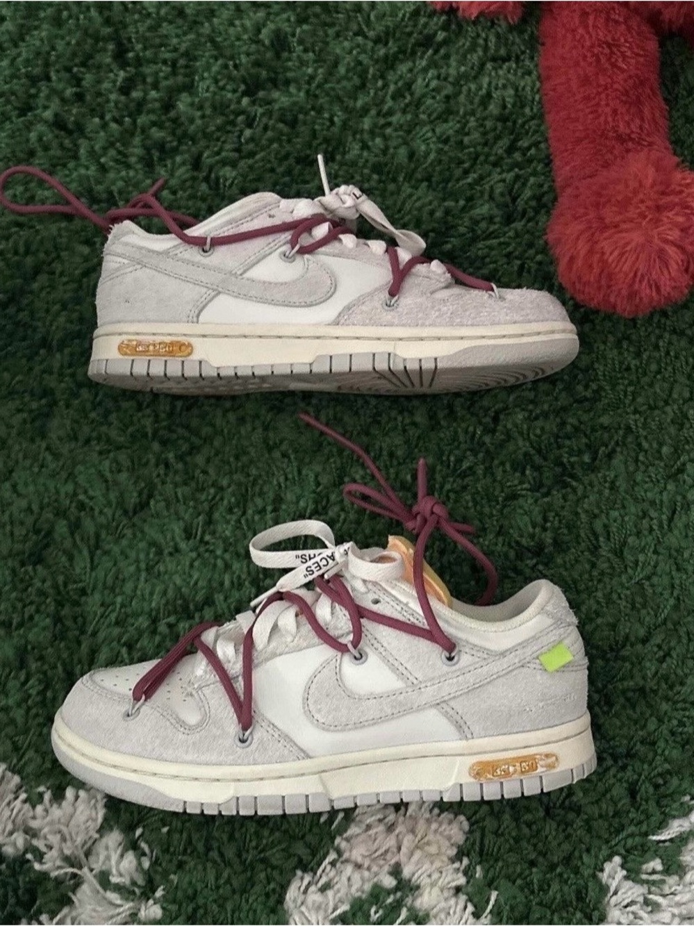 Nike Off- White Virgil Sneakers in Light Gray with Maroon